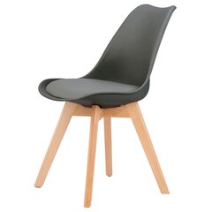 4 kėdžių komplektas ModernHome PC-003, tamsiai pilkas/rudas kaina ir informacija | Virtuvės ir valgomojo kėdės | pigu.lt