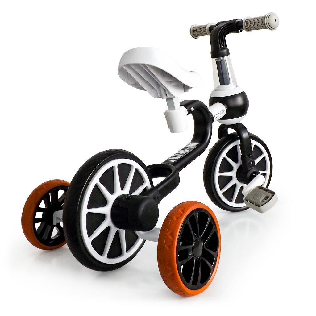 Balansinis dviratis su pedalais ir šoniniais ratais Ecotoys 4in1, juodas/baltas kaina ir informacija | Balansiniai dviratukai | pigu.lt