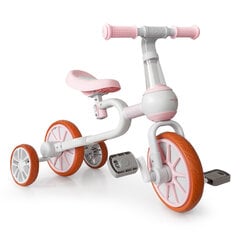 Balansinis dviratis su pedalais ir šoniniais ratais Ecotoys 4in1, baltas/rožinis kaina ir informacija | Balansiniai dviratukai | pigu.lt