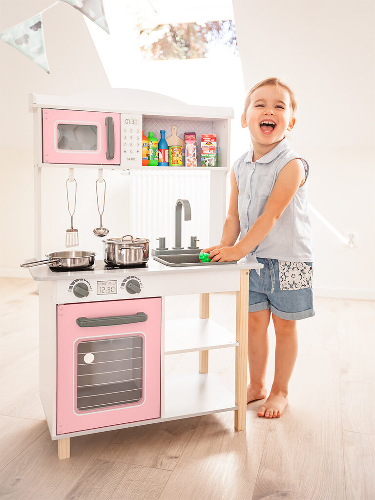 Medinė virtuvė vaikams + metaliniai aksesuarai kaina ir informacija | Žaislai mergaitėms | pigu.lt