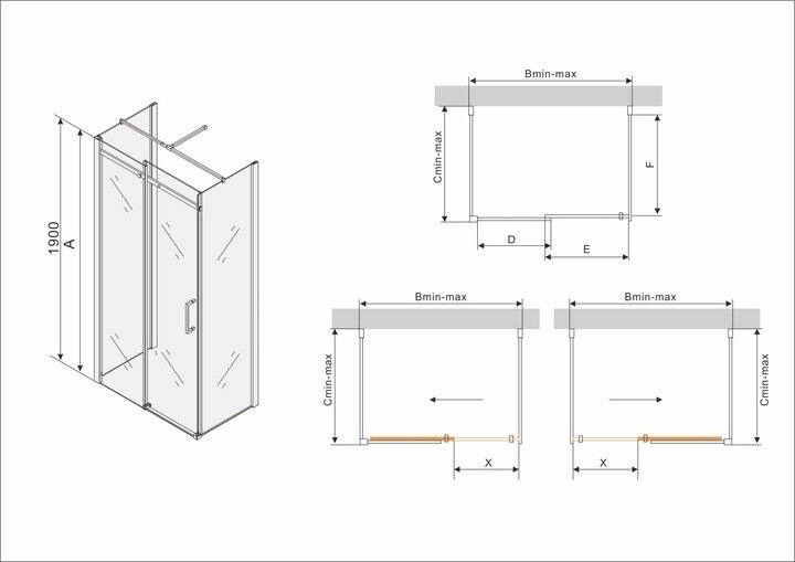 3-ijų sienelių dušo kabina Mexen Omega, 8 mm, 120x80,90,100 cm kaina ir informacija | Dušo kabinos | pigu.lt