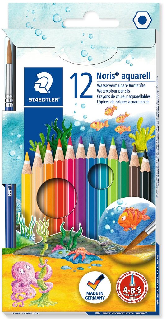 Spalvoti pieštukai Staedtler Noris Club, akvareliniai, 12 spalvų kaina ir informacija | Piešimo, tapybos, lipdymo reikmenys | pigu.lt