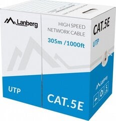 LANBERG UTP CABLE 100MB/S 305M WIRE CCA ЧЕРНЫЙ цена и информация | Кабели и провода | pigu.lt