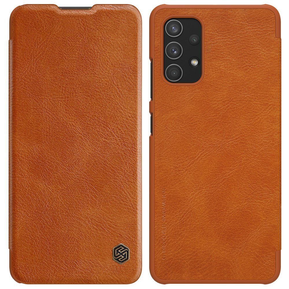 Nillkin Qin original leather case cover, skirtas Samsung Galaxy A32 4G, rudas kaina ir informacija | Telefono dėklai | pigu.lt