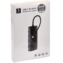 Адаптер Remax RU-U5 5-в-1 HDMI, 3x3.0USB, USB-C -Type-C / USB-C, док-станция цена и информация | Адаптеры, USB-разветвители | pigu.lt