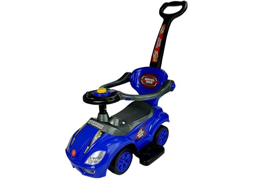 Paspiriama mašinėlė-stumdukas Mega Car 3in1, mėlyna kaina ir informacija | Žaislai kūdikiams | pigu.lt