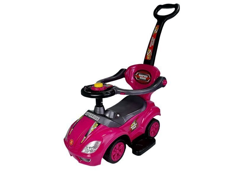 Paspiriama mašinėlė-stumdukas Mega Car 3in1, rožinė kaina ir informacija | Žaislai kūdikiams | pigu.lt