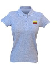 Moteriški melanžiniai polo marškinėliai su trispalvės vėliavėlės antsiuvu kaina ir informacija | Lietuviška sirgalių atributika | pigu.lt