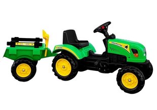 Педалями движимый трактор с прицепом Branson 135 см, зеленый цена и информация | Игрушки для мальчиков | pigu.lt
