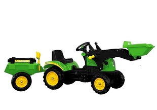 Minamas traktorius su priekaba ir kaušu Herman 165 cm, žalias kaina ir informacija | Žaislai berniukams | pigu.lt