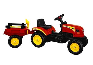 Педалями движимый трактор с прицепом Branson 135 см, красный цена и информация | Игрушки для мальчиков | pigu.lt