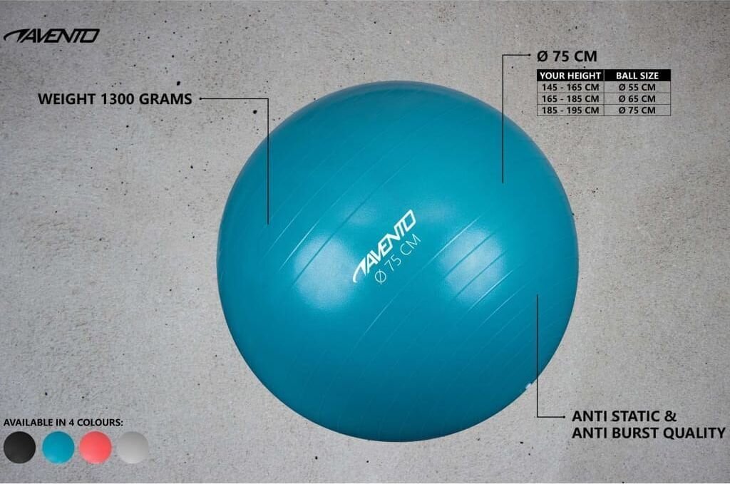 Gimnastikos kamuolys Avento 75 cm, mėlynas kaina ir informacija | Gimnastikos kamuoliai | pigu.lt