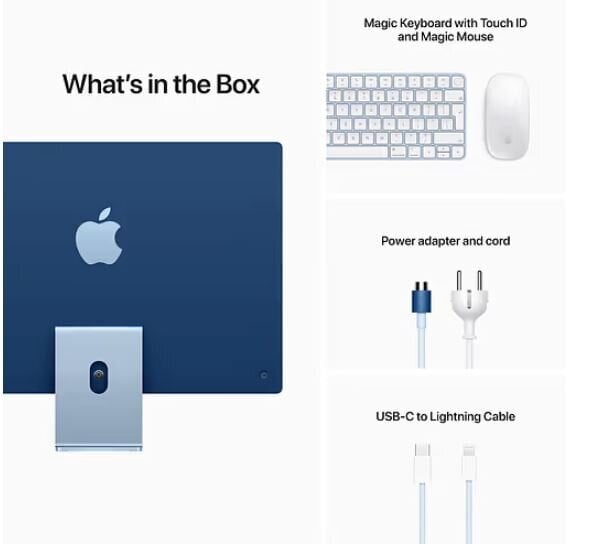 Apple iMac 24” M1 8/256GB Blue INT MGPK3ZE/A kaina ir informacija | Stacionarūs kompiuteriai | pigu.lt
