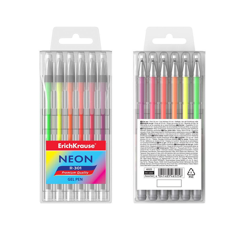 Gelinių rašiklių rinkinys R-301 NEON, ErichKrause, 6 neoninės spalvos цена и информация | Rašymo priemonės | pigu.lt