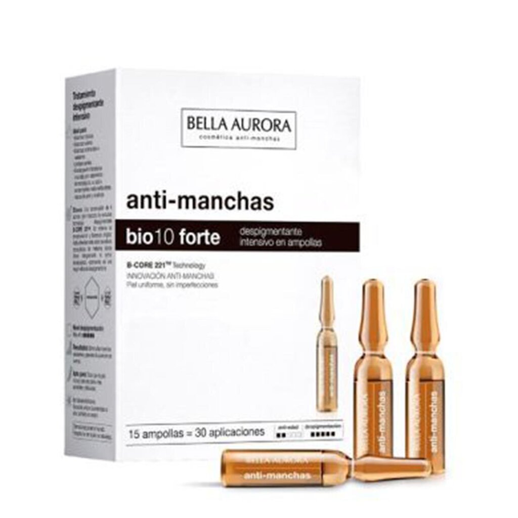Ampulės nuo pigmentinių dėmių Bella Aurora Anti-Stain Bio10 Forte Ampoules, 15x2ml kaina ir informacija | Veido aliejai, serumai | pigu.lt