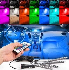 Led RGB lazdelės su pultu automobilio salono apšvietimui kaina ir informacija | Automobilių lemputės | pigu.lt