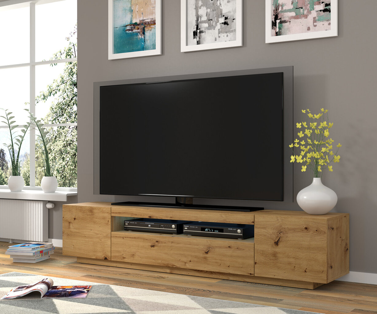 TV staliukas RTV Aura 200, rudas kaina ir informacija | TV staliukai | pigu.lt
