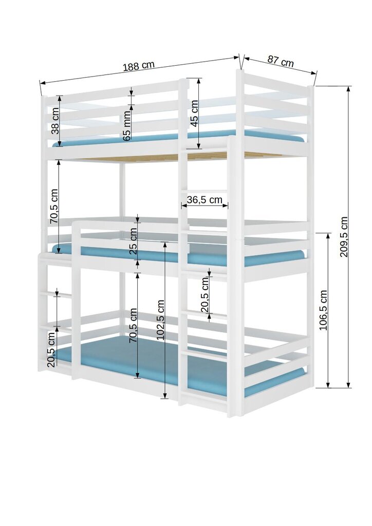 Vaikiška lova ADRK Furniture Tedro 180x80, ruda kaina ir informacija | Vaikiškos lovos | pigu.lt