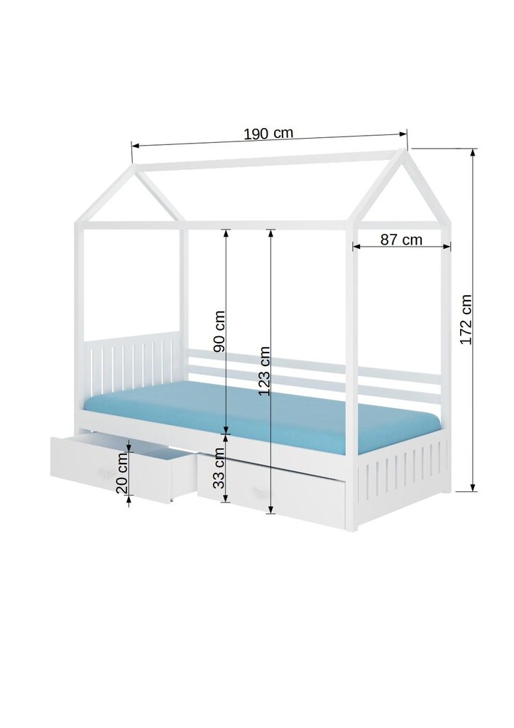 Lova ADRK Furniture Rose 80x190 cm, tamsiai pilka цена и информация | Vaikiškos lovos | pigu.lt