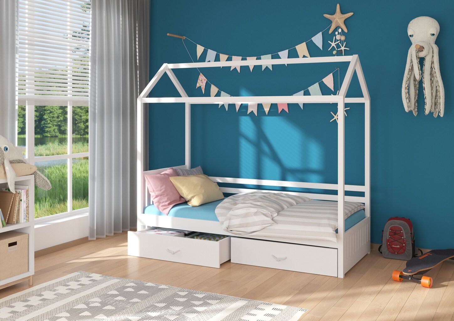 Lova ADRK Furniture Rose 90x200 cm, balta kaina ir informacija | Vaikiškos lovos | pigu.lt