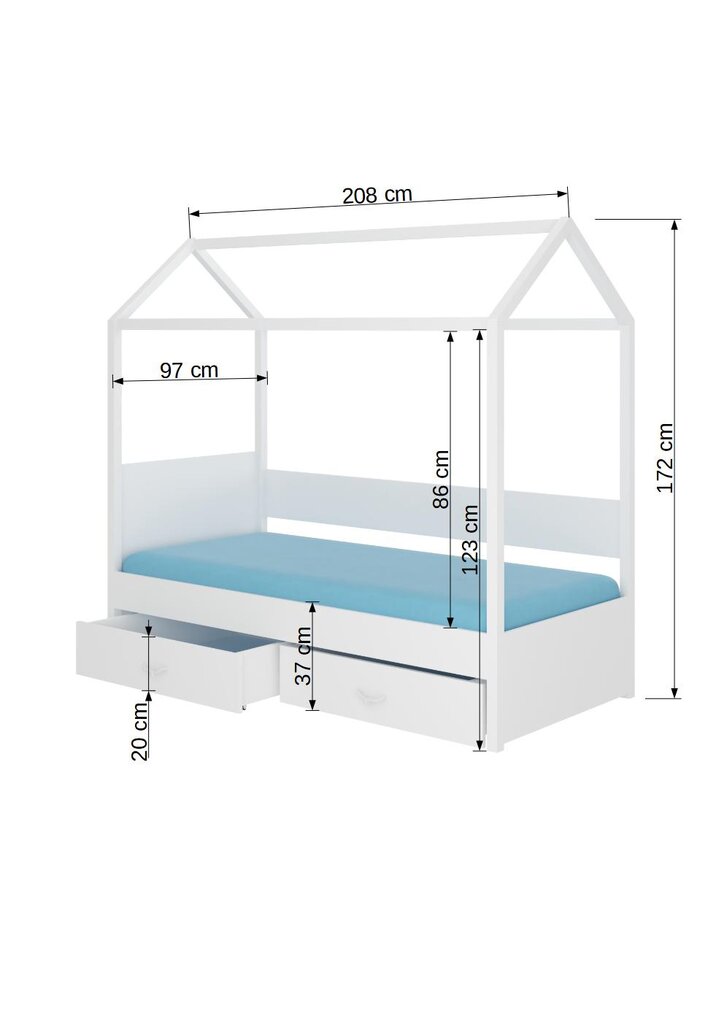 Lova ADRK Furniture Rose 90x200 cm, tamsiai pilka kaina ir informacija | Vaikiškos lovos | pigu.lt