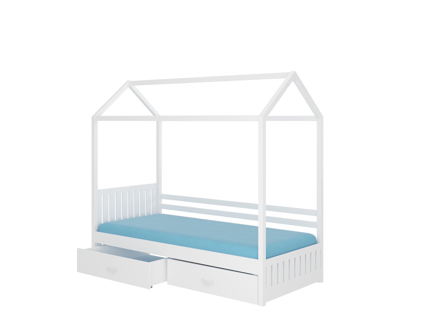 Lova ADRK Furniture Rose 90x200 cm su baldakimu, balta/mėlyna цена и информация | Vaikiškos lovos | pigu.lt