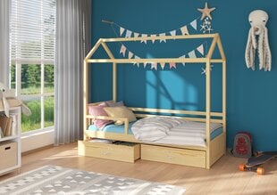 Lova ADRK Furniture Rose 80x190 cm su šonine apsauga, šviesiai ruda kaina ir informacija | Vaikiškos lovos | pigu.lt