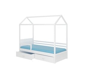 Lova ADRK Furniture Rose 80x190 cm su baldakimu ir šonine apsauga, balta/mėlyna kaina ir informacija | Vaikiškos lovos | pigu.lt