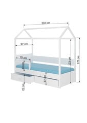 Кровать ADRK Furniture Rose 90x200 см с боковой защитой, белая цена и информация | Детские кровати | pigu.lt