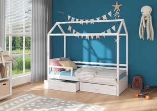 Кровать ADRK Furniture Rose 90x200 см с боковой защитой, белая цена и информация | Детские кровати | pigu.lt