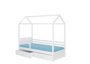 Lova ADRK Furniture Rose 90x200 cm su baldakimu ir šonine apsauga, balta/rožinė kaina ir informacija | Vaikiškos lovos | pigu.lt