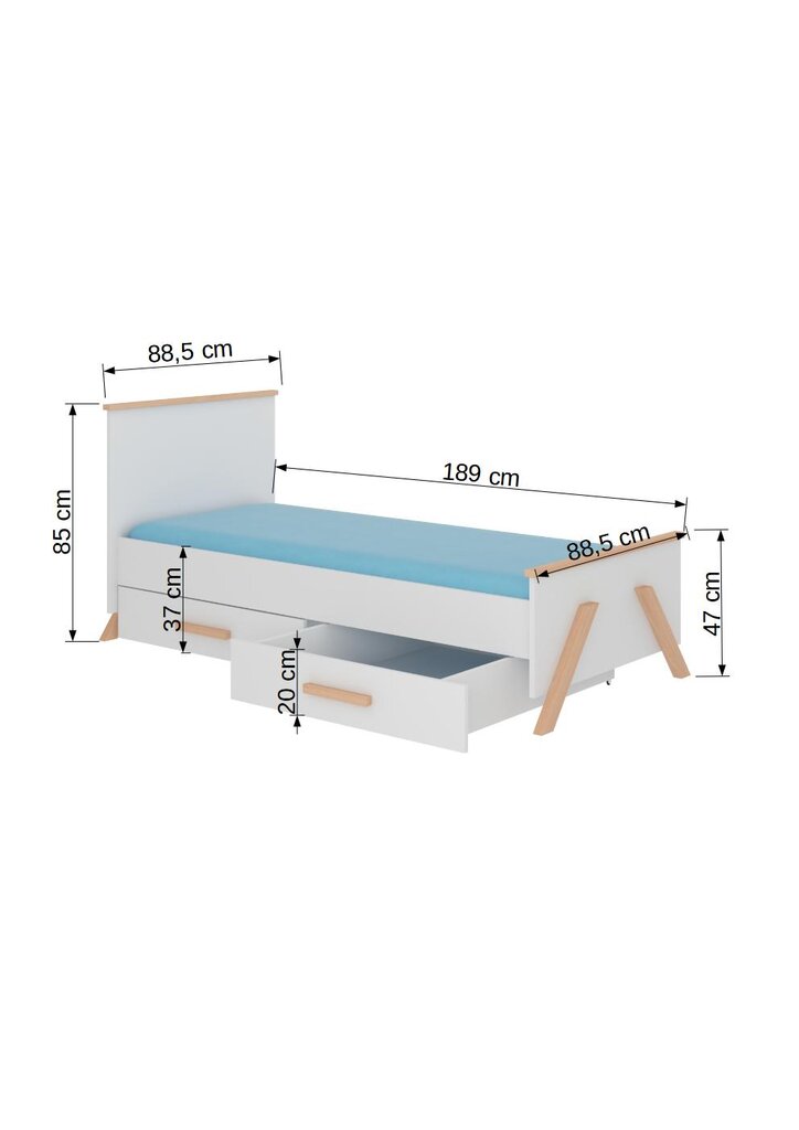 Vaikiška lova Adrk Furniture Koral 80x190 cm, balta kaina ir informacija | Vaikiškos lovos | pigu.lt