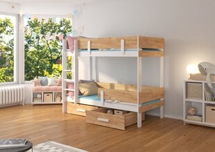 Dviaukštė lova ADRK Furniture Etiona 80x180cm, balta/ruda kaina ir informacija | Vaikiškos lovos | pigu.lt