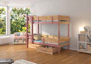 Dviaukštė lova ADRK Furniture Etiona 80x180cm, rožinė/šviesiai ruda kaina ir informacija | Vaikiškos lovos | pigu.lt