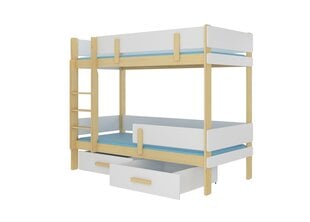 Dviaukštė lova ADRK Furniture Etiona 80x180cm, šviesiai ruda/balta kaina ir informacija | Vaikiškos lovos | pigu.lt