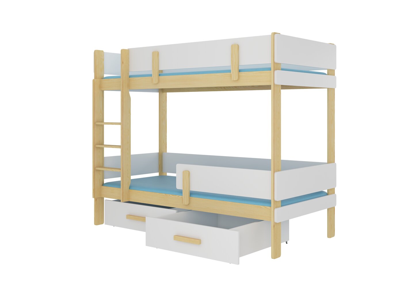 Dviaukštė lova ADRK Furniture Etiona 80x180cm, šviesiai ruda/balta kaina |  pigu.lt