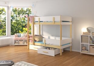 Dviaukštė lova ADRK Furniture Etiona 80x180cm, šviesiai ruda/balta kaina ir informacija | Vaikiškos lovos | pigu.lt