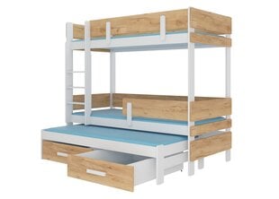Dviaukštė lova ADRK Furniture Etapo 80x180cm, balta/ruda kaina ir informacija | Vaikiškos lovos | pigu.lt