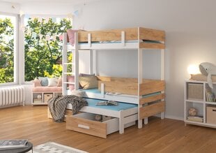 Dviaukštė lova ADRK Furniture Etapo 80x180cm, balta/ruda kaina ir informacija | Vaikiškos lovos | pigu.lt