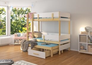 Dviaukštė lova ADRK Furniture Etapo 80x180cm, šviesiai ruda/balta kaina ir informacija | Vaikiškos lovos | pigu.lt