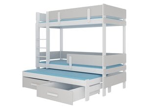 Кровать двухъярусная ADRK Furniture Etapo 90x200 см, белая/серая цена и информация | Детские кровати | pigu.lt