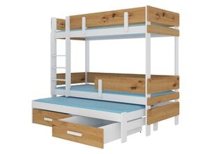 Кровать двухъярусная ADRK Furniture Etapo 90x200 см, коричневая/белая цена и информация | Детские кровати | pigu.lt