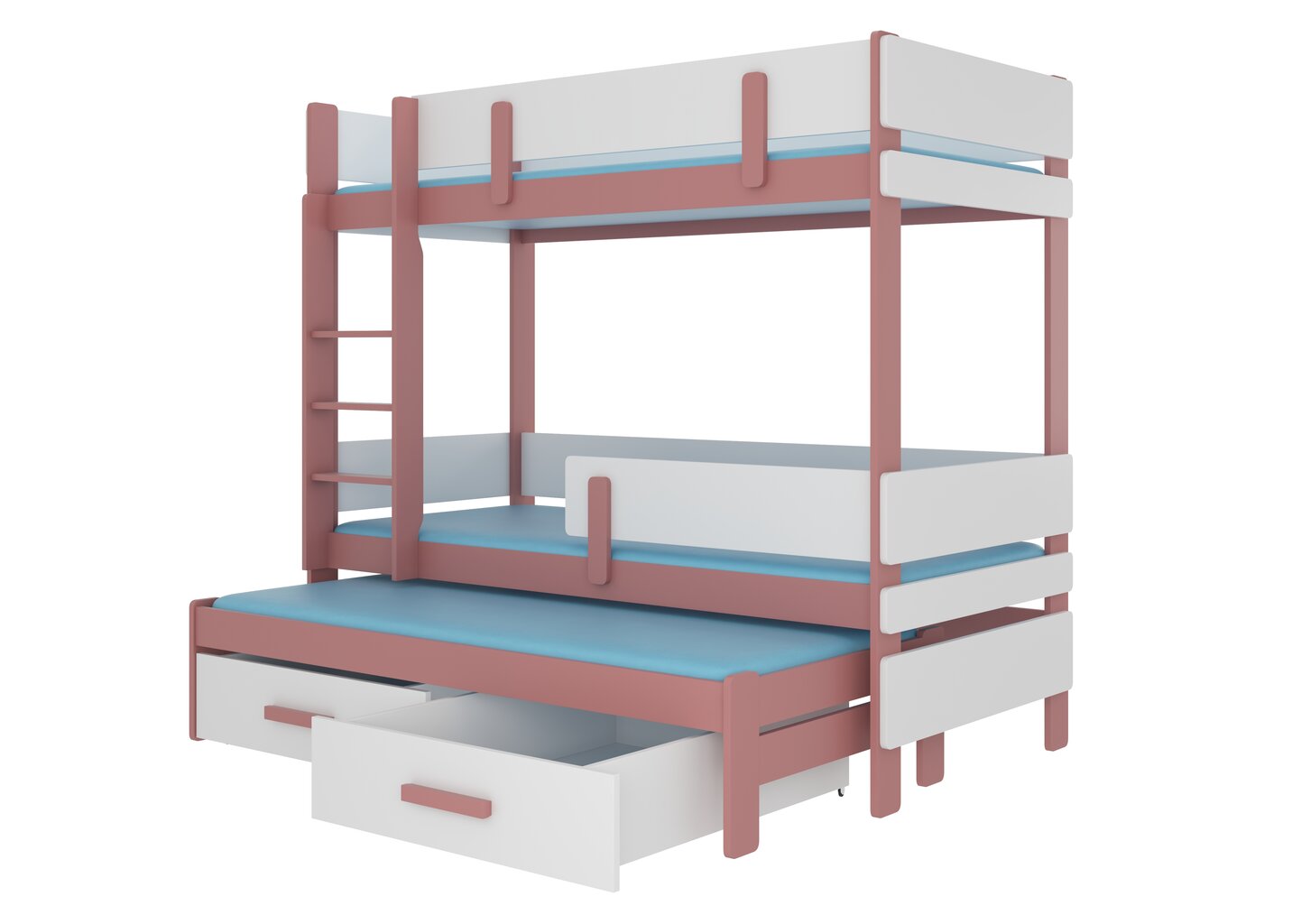 Dviaukštė lova ADRK Furniture Etapo 90x200cm, rožinė/balta kaina ir informacija | Vaikiškos lovos | pigu.lt