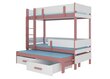 Dviaukštė lova ADRK Furniture Etapo 90x200cm, rožinė/balta цена и информация | Vaikiškos lovos | pigu.lt