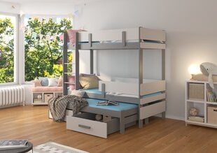 Dviaukštė lova ADRK Furniture Etapo 90x200cm, pilka kaina ir informacija | Vaikiškos lovos | pigu.lt