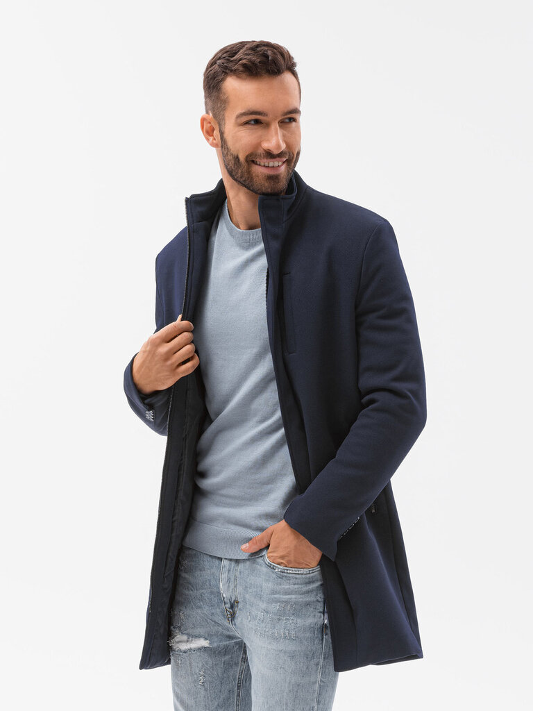 Vyriškas rudens paltas Premium Ombre C430, mėlynas kaina ir informacija | Vyriški paltai  | pigu.lt