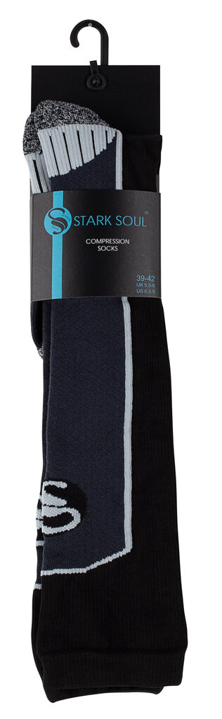 Unisex ilgos kompresinės sportinės kojinės Stark Soul 2139, juoda-pilka kaina ir informacija | Įtvarai | pigu.lt