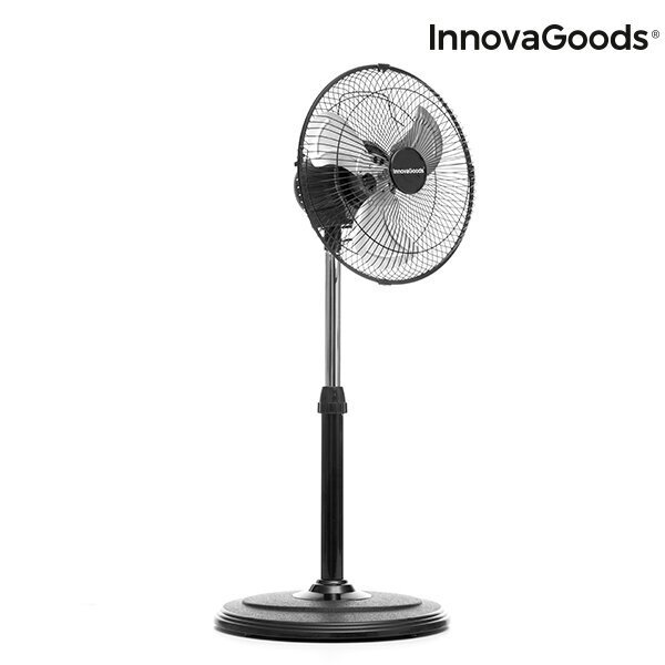 Ventiliatorius, besisukantis 360º InnovaGoods, juodas цена и информация | Ventiliatoriai | pigu.lt