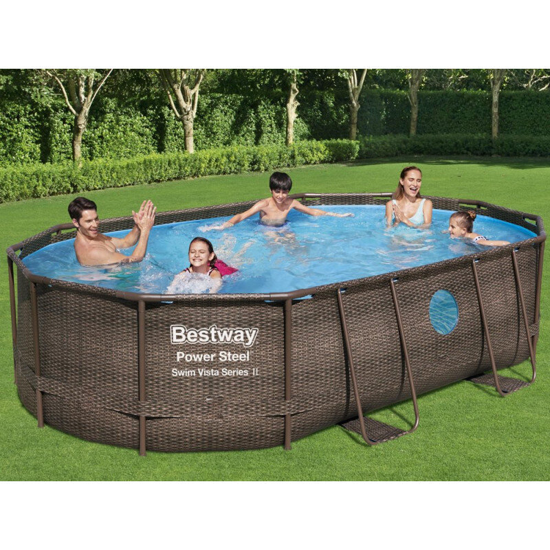 Karkasinis baseinas Bestway Power Steel Swim Vista Oval 488x305x107 cm, su filtru цена и информация | Baseinai | pigu.lt