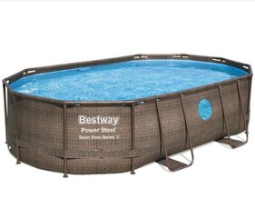 Karkasinis baseinas Bestway Power Steel Swim Vista Oval 488x305x107 cm, su filtru kaina ir informacija | Baseinai | pigu.lt